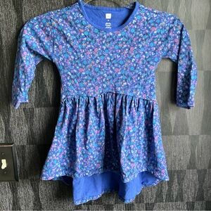 Tea little girls dress size 3 hi lo blue floral